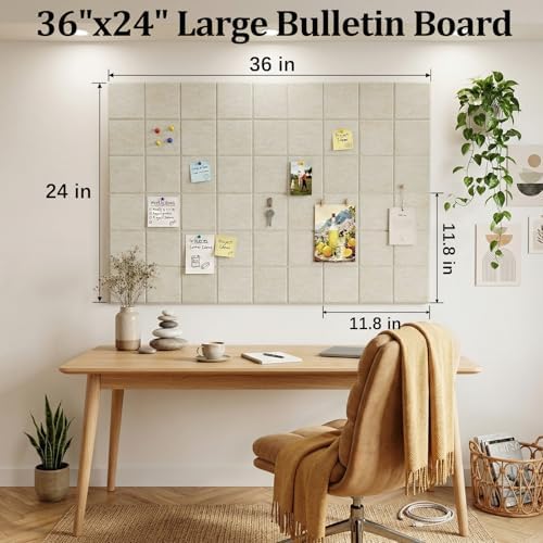 Large Felt Bulletin Board for Walls: 6-Pack Black Cork Board Alternative 11.8x11.8 Inch Peel and Stick Pin Board Wall Decor for Home Organization, Office Memo Board, Self-Adhesive Wall Tiles