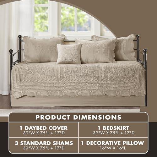 Madison Park Coastal Damask Quilted Daybed Cover Set, 6PC, 39"x75"