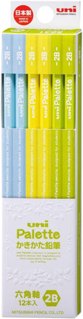 Mitsubishi Pencil K56312B Brush Pencils, Uni Palette, 2B, Color Effect, Hirameki Supplement, 1 Dozen