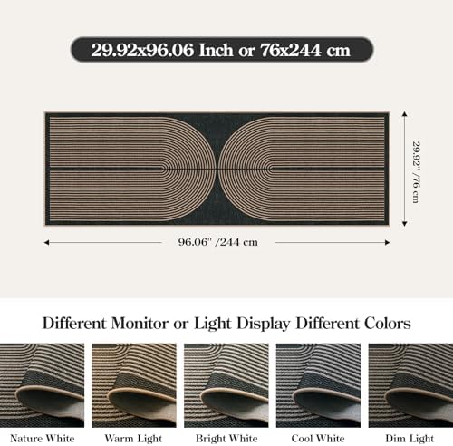 Lahome Enfys Modern Rainbow Kitchen Runner Rug, 2x8 Easy Jute Rug Runners for Hallways Entry Farmhouse Indoor Outdoor Carpet, Contemporary Washable Non Slip Runner for Laundry Room Porch