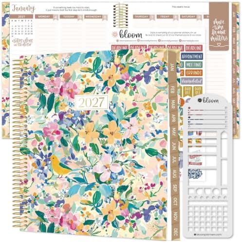 bloom daily planners 2027 Hardcover Goal & Vision Planner (January - December 2027) - Monthly & Weekly Calendar Year Agenda Organizer - 7.5" x 9" - Morning Song