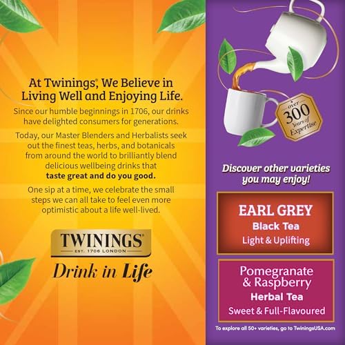 Twinings Blackcurrant Breeze Black Tea Individually Wrapped Bags, 100 Count (Pack of 1), Sweet, Tangy Taste, Caffeinated, Enjoy Hot or Iced, 100 Teabags