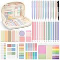 Jutom 41 Pcs Aesthetic Book Annotation Kit with Pencil Bag Bible Journaling Kit Notebook Sticky Note Tab Highlighter Black Ink Pen Page Marker School Office Supplies Bible Lover Gift(Beige)
