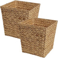 happimess Theo 4.8 Gal 12" Square Wicker Wastebasket, Natural, Set of 2