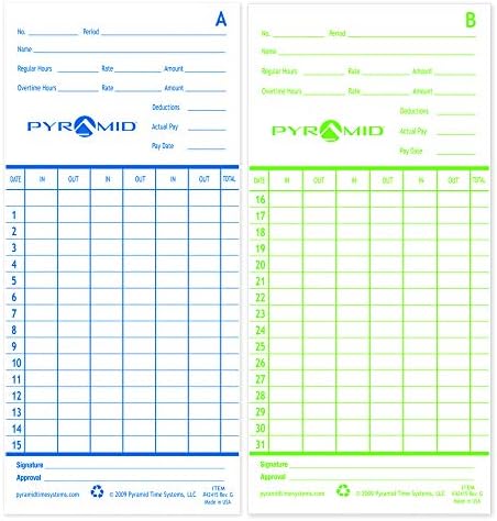 Pyramid Time Systems - Authentic Time Cards (42415PK5) - 500 Cards