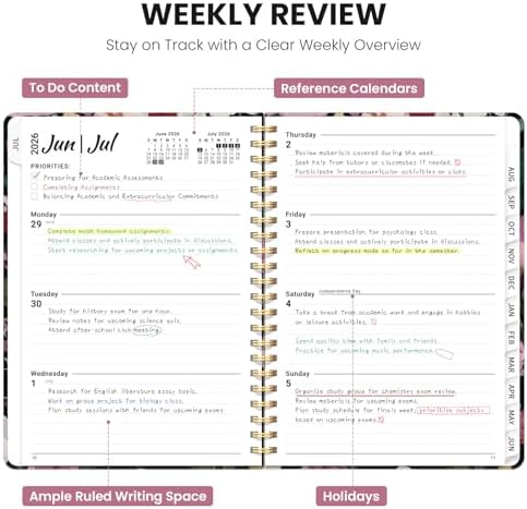 Large Planner 2026-2027, A4 (8.5" x 11") Hardcover Weekly & Monthly Planner July 2026 - June 2027 with Monthly Tabs, Academic Planner for School, Work and Office, Blush Garden