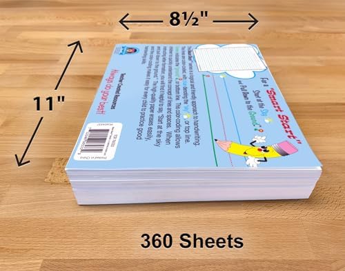 Teacher Created Resources Smart Start 1-2 Writing Paper: 360 Sheets, White, 8-1/2 x 11 in (76533) (Pack of 6)