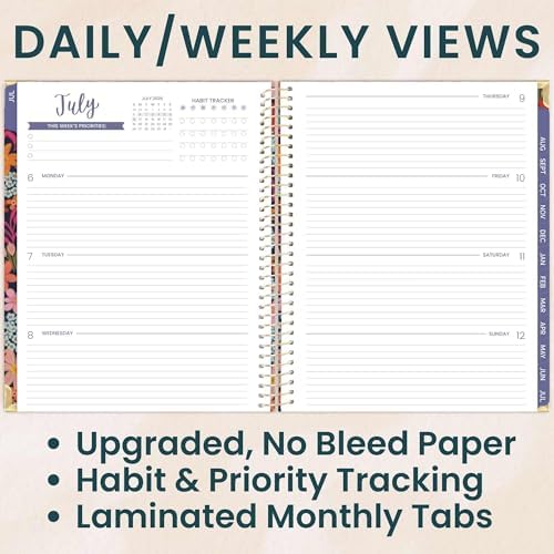 bloom daily planners HARDCOVER Planner 2026-2027 (8.5" x 11") Academic Year (July 2026 - July 2027) - 13 Months Task Goal Planner for Women - Monthly & Weekly Agenda Book - Floral Fiesta