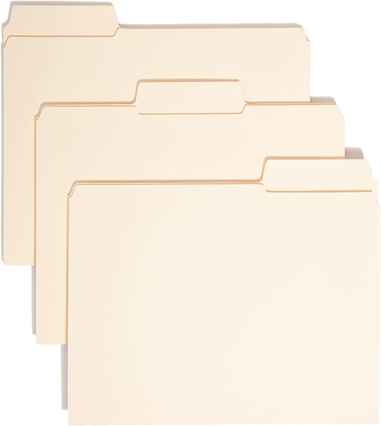 Smead SuperTab File Folder, Oversized Reinforced 1/3-Cut Tab, Guide Height, Letter Size, Manila, 100 Per Box (10395)