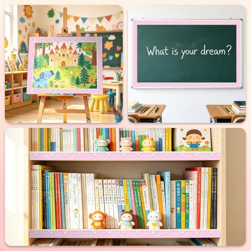 50ft Checkered Bulletin Board Borders, Checkerboard Straight Trim Border with Scalloped Edge Print, Classroom Decor for Chalkboard Whiteboard Back to School Supplies, Pink and White