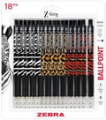 Zebra Pen Z-Grip Animal Print Retractable Ballpoint Pen, Black, 1mm, 18-Pk