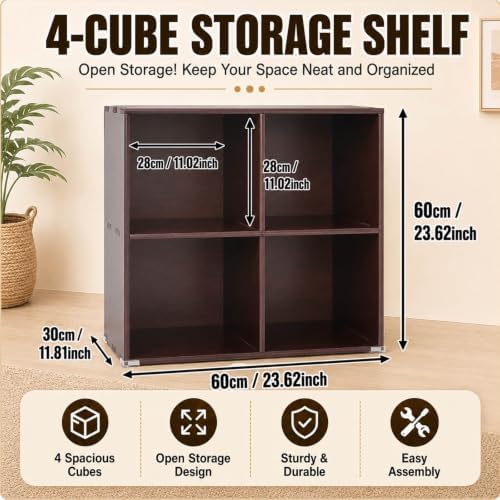 Storage Organizer, Pine Wood Bookshelf, Cube Shelf, Open Display Bookcase