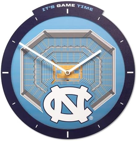 YouTheFan NCAA North Carolina Tar Heels StadiumView 3D Wall Clock