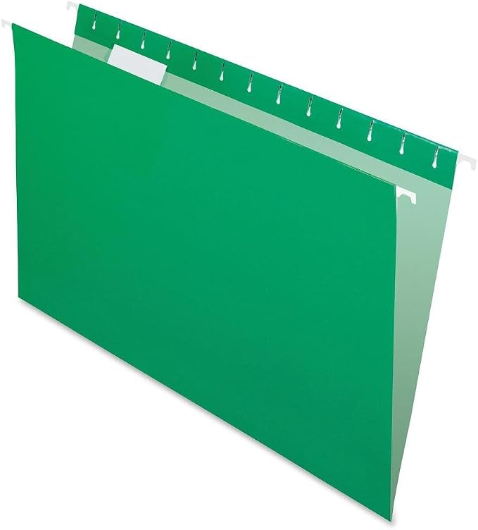 Pendaflex Recycled Hanging Folders, Legal Size, Bright Green, 1/5 Cut, 25/BX (81630)