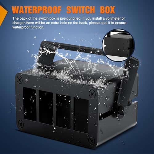 Nilight 4 Gang Rocker Switch Box Detachable Housing 4 Holes Aluminum Panel