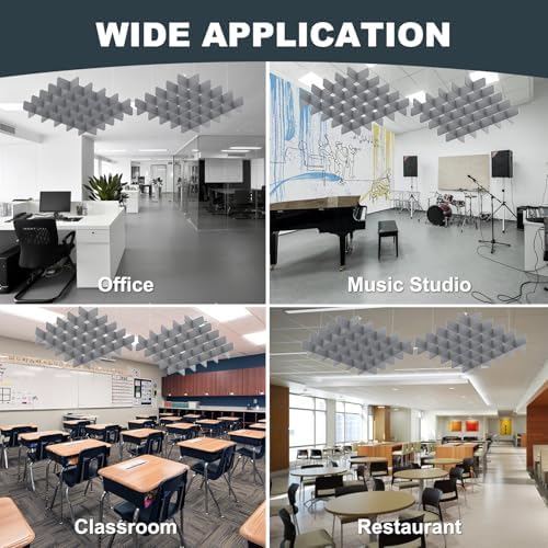Acoustic Ceiling Panels Sound Absorbing Panels, Square Gray