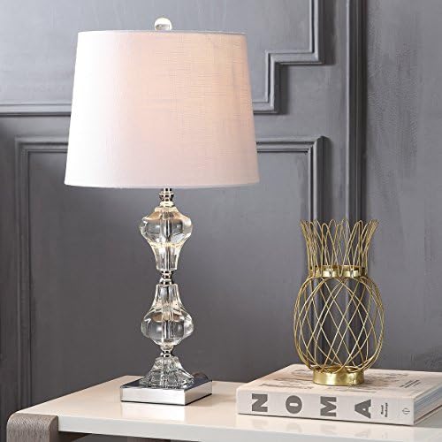 JONATHAN Y Chloe 26" Crystal Column Metal Table Lamp, Clear