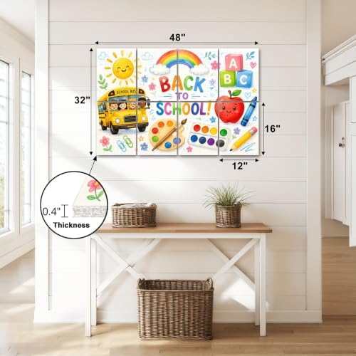 8 Pack Art Acoustic Panels Sound Absorbing Back to School School Bus Art Supplies Rainbow Elements Decorative Soundproof Wall Panels Self Adhesive for Home Recording Studios 48"x32"