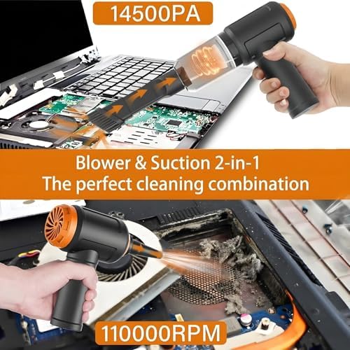 Meudeen Air Duster - Computer Vacuum Cleaner - for Keyboard Cleaning - Cordless Canned Air - 110000RPM Powerful PC Cleaner(Air-01)