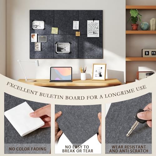 JBER Cork Board Alternative, 6 Pack 36" x 24" Felt Board, Dark Gray