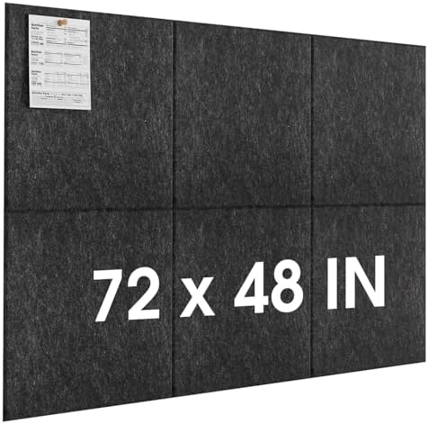 MaxGear Extra Large Bulletin Board 72" x 48", Dark Gray Felt Wall Tiles