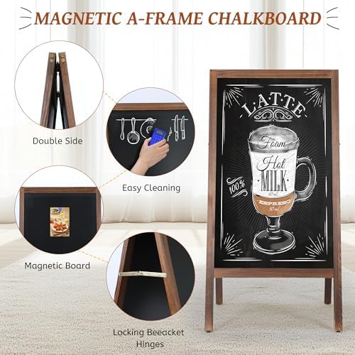 A Frame Chalkboard Sign, 40" x 20" Extra Large Wooden A-Frame Sign Board