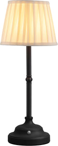 KDG Black Cordless Portable LED Table Lamp, White Fabric Shade Desk Lamp | 4000mAh Rechargeable Battery Powered Lighting, Dimmable Light for Dining Room, Bedroom, Bedside, Night Light, Balcony