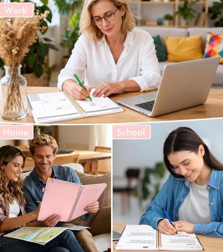 Academic Planner 2026-2027, Weekly and Monthly Hardcover Planner, July 2026 - June 2027, 5.75" x 8.38" A5 Large Daily Calendar Planner Book with Tabs, Spiral Yearly Agenda Organizer Notebook for School Work Home, Pink