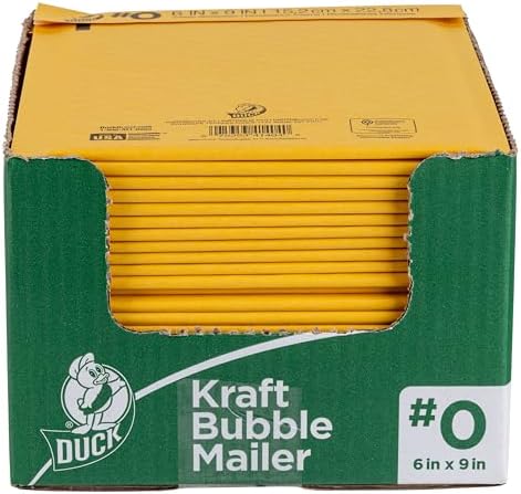 Duck Brand #0 Kraft Bubble Mailer, Manila, 6 inch x 9 inch, 25 Pack