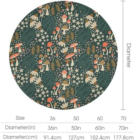 Mushroom Table Cloth, Vintage Woodland Summer Flowers Plants Forest Botanical Leaves Table Cover for Farmhouse Kitchen Dining Room Table Decor, 60x60in