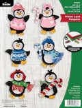 Bucilla Felt Applique 6 Piece Ornament Making Kit, Winter Land Penguins, Perfect for DIY Arts and Crafts, 89668E