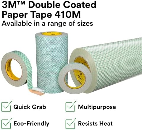 3M Double Coated Paper Tape 410M, Natural, 1 in x 10 yd, 5 mil, 1 Roll, Quick Grab and Dependable Hold