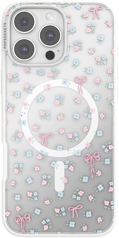 PopSockets iPhone 16 Pro Max Phone Case with MagSafe, Wireless Charging Compatible, Bow - Bows & Blooms