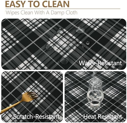 DWCN Checkered Tablecloth, 54 x 80 Inch, Rectangular, Black and White
