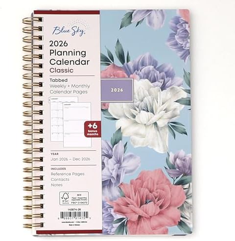 Blue Sky 2026 Weekly & Monthly Planner Calendar, 5"x8", Tula
