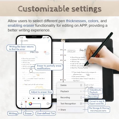 Ophaya 2 in 1 Digital Pen Smart Pen Writing Set, Includes Smartpen, Notebook, Use with Ophaya App for Notes Taking, Recording, Storing