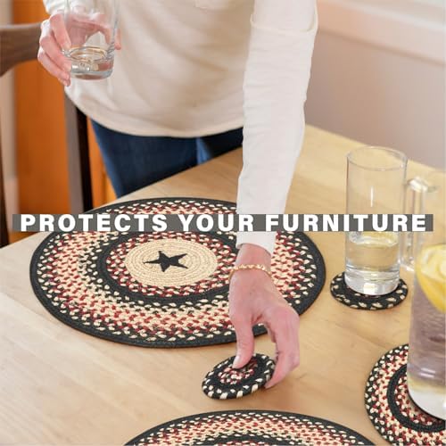 Homespice Gloucester Jute Braided Placemats, Round 15" Set of 2