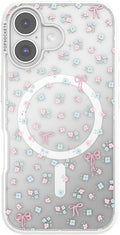 PopSockets iPhone 16 Phone Case with MagSafe, Wireless Charging Compatible, Bow - Bows & Blooms