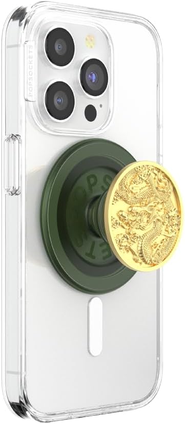 PopSockets Phone Grip for MagSafe, Magnetic Holder- Enamel Dragon | Removable, For Kindle / Android / iPhone, With Magnet, Enamel, Designs, iPad, Removable, Popper