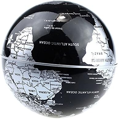 Estefanlo Floating Globe with LED Lights C Shape Magnetic Levitation Floating Globe World Map for Desk Decoration (Black-Silver)