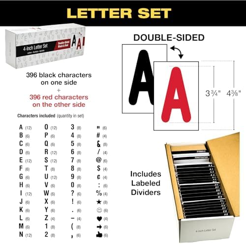EXCELLO GLOBAL PRODUCTS Swinging Changeable Message Sidewalk Sign: 24" x 36" Sign with 792 Pre-Cut Double Sided Letters and Storage Box. Includes Black Board & Letter Board (Orange Color Legs)