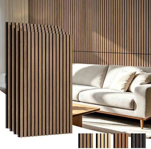 Art3d 47 x 23.6 Inch Acoustic Wood Slat Wall Panel, 4-Pack, Deep Walnut