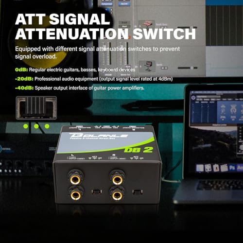 Bolanle DB2 Passive 2-Channel DI Box, Reamp Hum Eliminator XLR Stereo