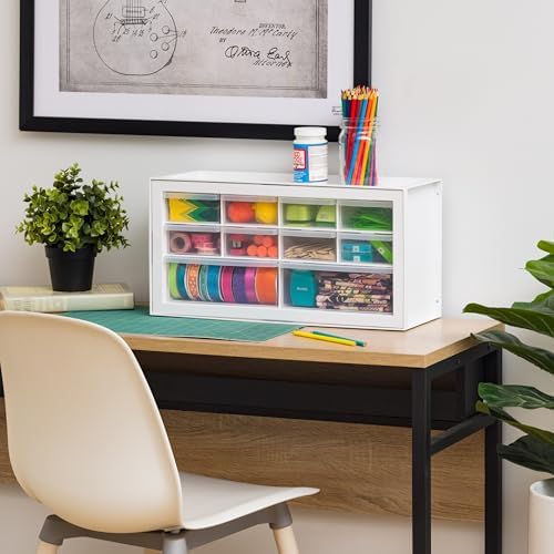 IRIS USA 10-Drawer Organizer, 2 Pack, Makeup Tool Craft Storage, White
