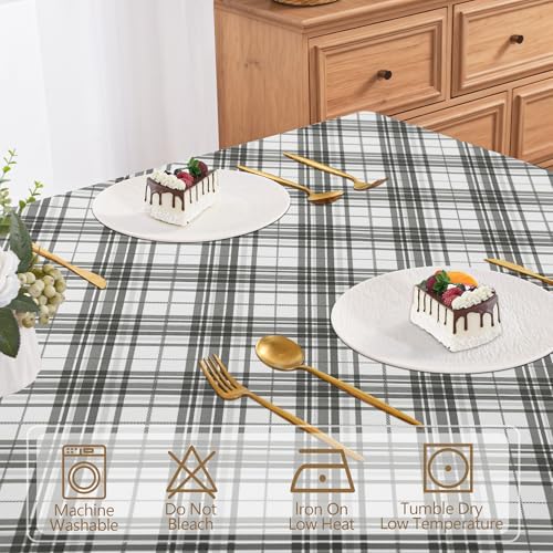 DWCN Checkered Tablecloth, 60 x 120 Inch, Rectangular, Grey and White