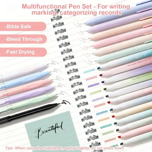 Bible Study Supplies, 50 Pack Bible Journaling Kit for Women with Tabs, Highlighter Set,Notebook, Pen Case and Storage Bag,No Bleed Annotation Kit for Christian Gifts (50PCS, Pink Bow)