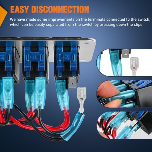 Nilight 2 Gang Rocker Switch Panel 3 Pin On Off Pre-Wired Blue LED