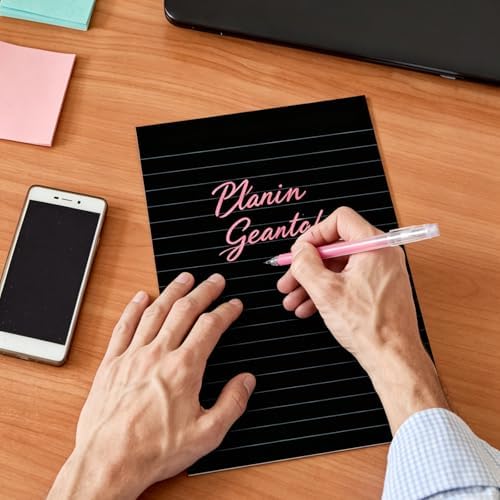Yinder 24 Pcs Black Sticky Notes 4 x 6 Inch with Metallic Marker Pens