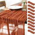Fall Table Runner Terracotta Cheesecloth Boho Wedding Home Decor