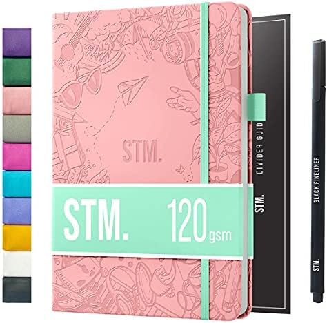Bullet Dotted Journal Dot Grid Notebook | A5 Daily Journaling Notebooks for Personal Writing, Work, Women | 120gsm Thick Paper, Hard cover, Lay Flat Binding | 5x7 Journals Cuaderno Libretas de apuntes